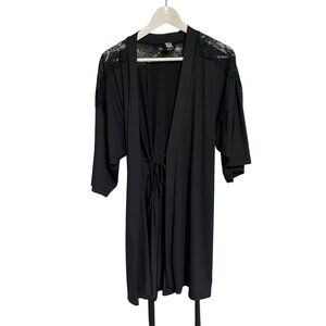 Elegant Black Lace Trim Kimono Robe S/M By ND Intimates C-6-110-0